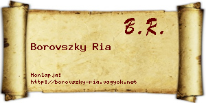 Borovszky Ria névjegykártya